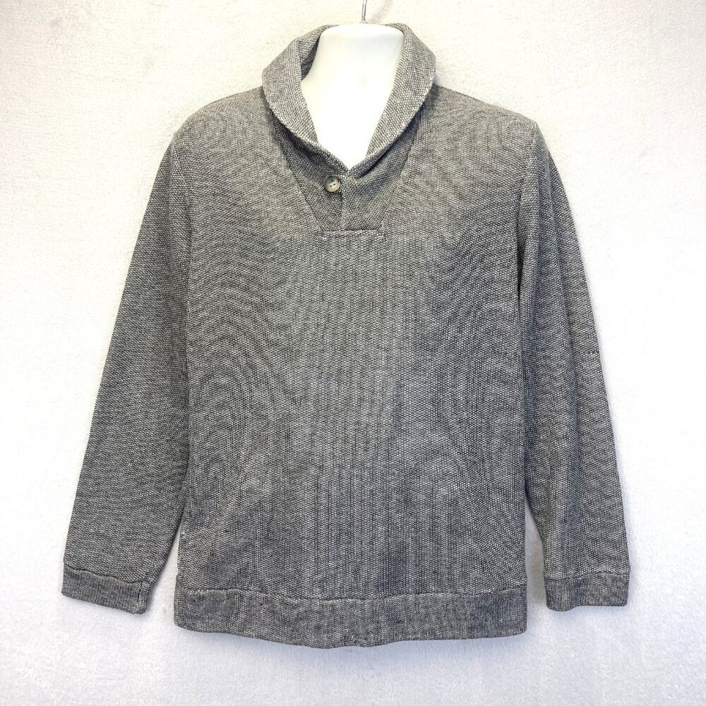 Marine Layer Lightweight Sweater Mens Medium Gray Shawl‎ Collar Button Pullover